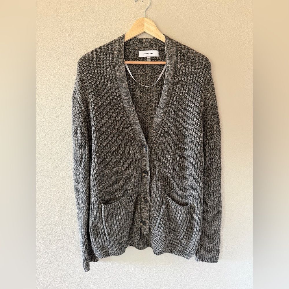 John + Jenn Olive Green Chunky Knit Oversized Cardigan Sweater Size XS